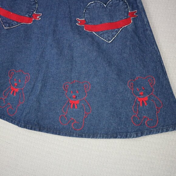 Candy Stripper Japan Embroidered Bear Hearts Denim Skirt - Picture 5 of 8